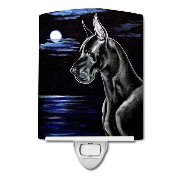 Caroline's Treasures 7060CNL Black Great Dane in the Moonlight Ceramic Night Light, 6x4x3", multicolor