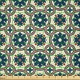 thumbnail image 2 of Ambesonne Floral Fabric by the Yard Microfiber, Ornate Circles Inspiration, 3 Yards, Ruby Beige Navy Blue, 2 of 2