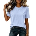thumbnail image 6 of Admvng Women's Striped T-Shirt Crew Neck Short Sleeve Casual Solid Basic Tee Tops, 6 of 7