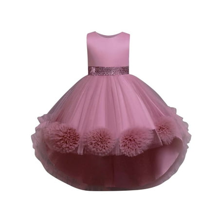 

Ecqkame Children Dress Clearance Children Dress Girl No Sleeve Princess Dress Flower Tail Dress Skirt Tutu Skirt Net Gauze Dress Canonicals Bean Paste Pink 7-8 Years