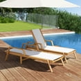 thumbnail image 4 of Costway 2 PCS Outdoor Chaise Lounge with  Adjustable 5-position Backrest Solid Wood Frame, 4 of 8