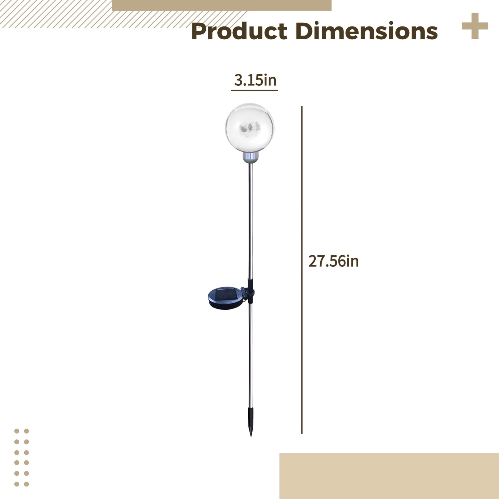 4 PCS Solar Flower Lights Outdoor, Stainless Steel PVC Globe Decorative Lights, 8-CM Diameter, 2.5W Solar Powered with 16 LEDs, IP65 Waterproof Reeds Lights for Lawn and Garden