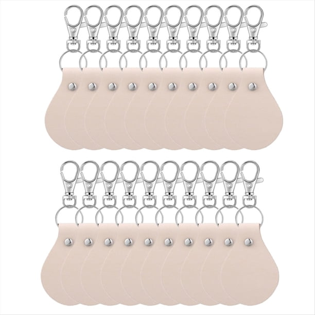 Juego de 20 llaveros de piel sintética en blanco para grabado láser con gancho giratorio para manualidades.