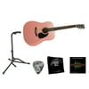 Rogue Beginner Acoustic Dreadnought Guitar with Accessory Pack Pink