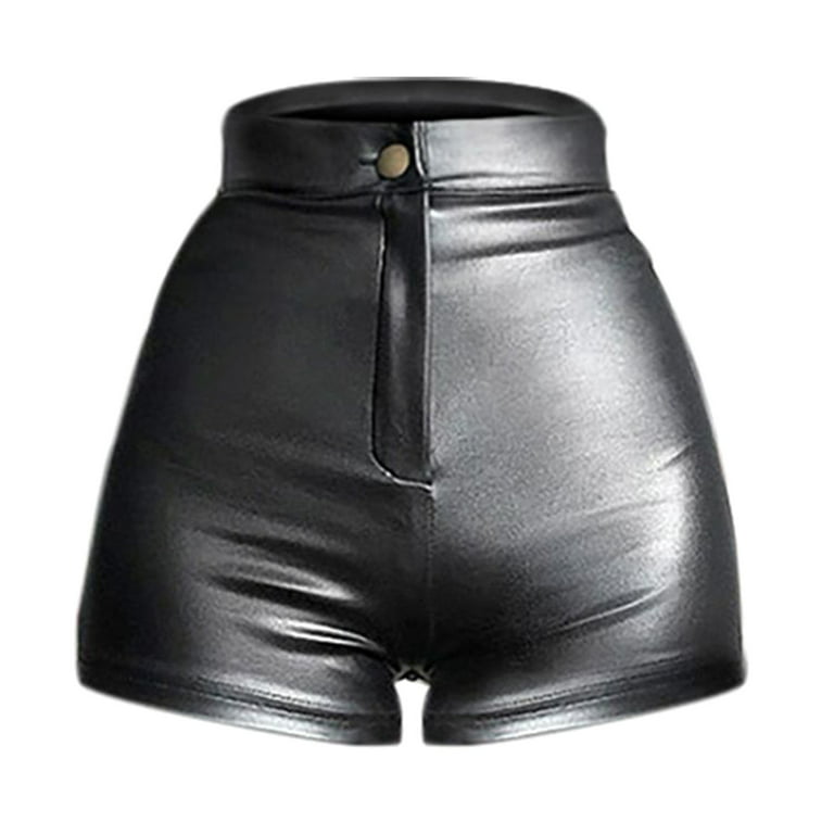 Best Seller 2023 Sexy Black Pu Leather Shorts Women's Autumn And