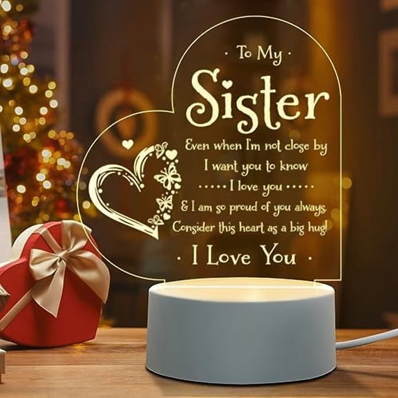 Sister Gifts - to My Sister Night Light, Sister Birthday Gifts, Sisters Gifts from Sister Brother on Graduation, Wedding, Christmas, Engraved Night Lamp$$Tools & Hardware Other