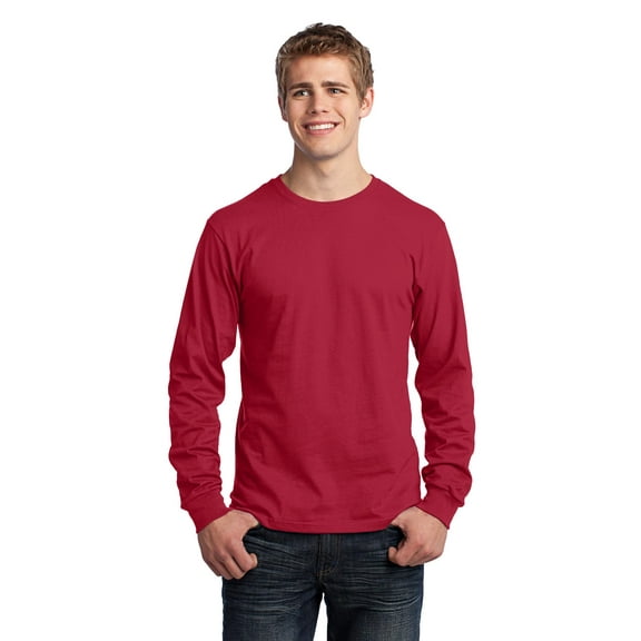 Port & Company Long Sleeve 5.4-oz. 100% Cotton T-Shirt. Red. 2XL.