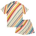 thumbnail image 2 of FORMRS Kids Short Sleeve Top and Pants Pajama Set Unisex Satin 2-Piece Sleepwear, Sizes 5-6Y, Striped Pattern, 2 of 8