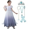 Little Girls Princess Dress Frozen Act 2 Elsa Costume for Christmas Birthday Halloween Party With Accessories
