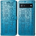 thumbnail image 6 of for Google Pixel 6A Wallet Case, Cat Dog Cartoon Cute Style with ID Card Holder PU Leather Flip Phone Cover Case for Google Pixel 6A MG Blue, 6 of 14