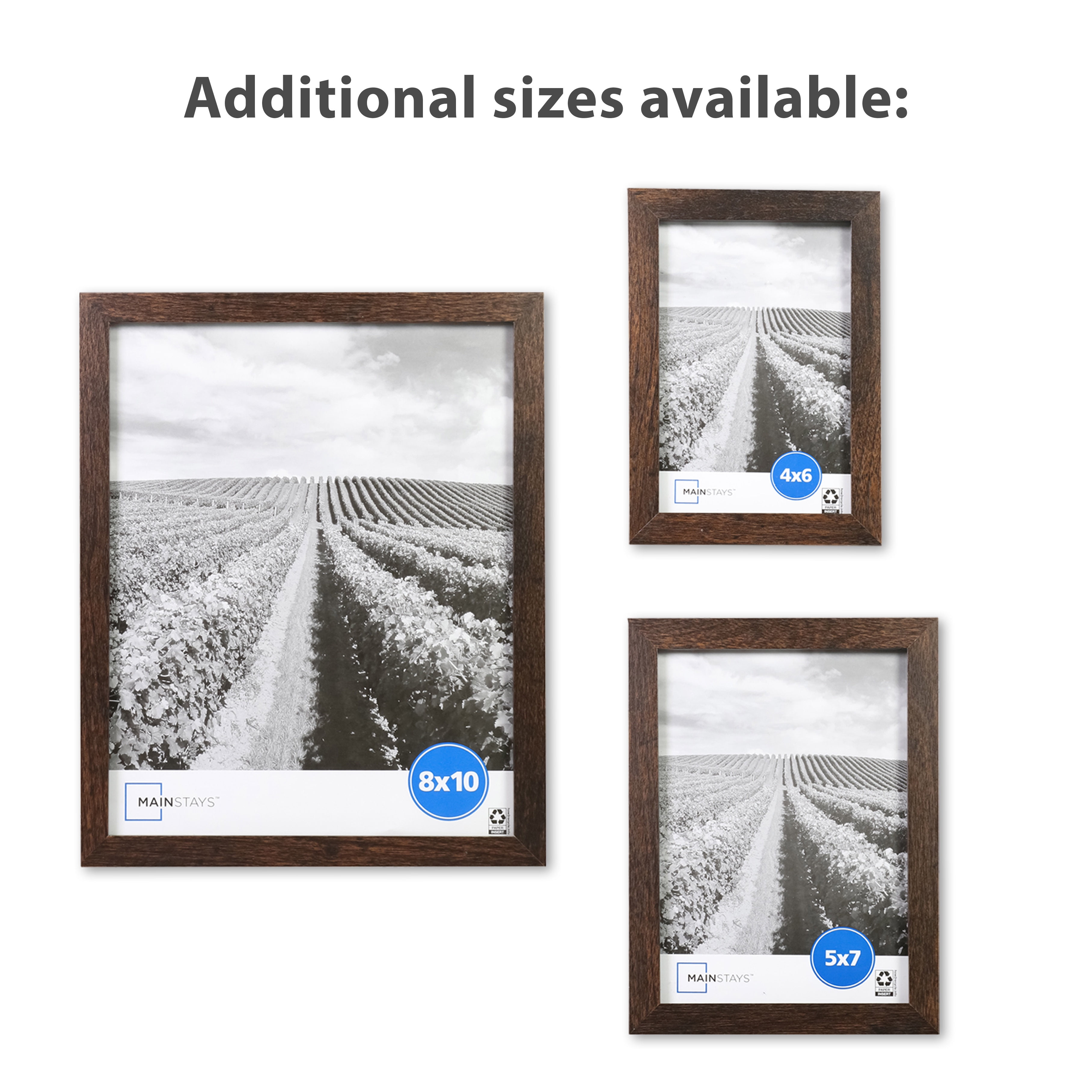 (4 pack) Mainstays - 8x10 Picture Frame - Brown Gallery Linear Program Tabletop & Wall Photo Frame, Set of 3