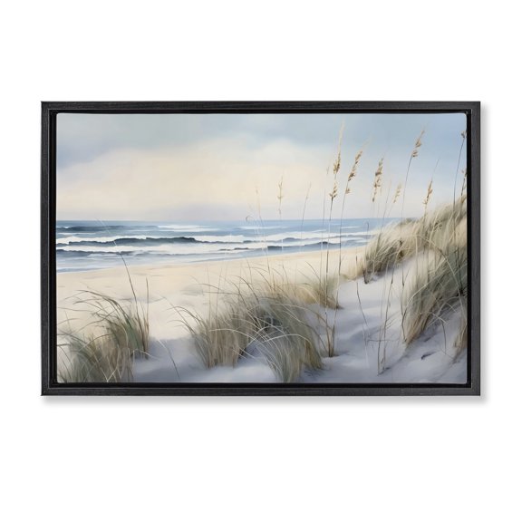 Stupell Industries Sand Dunes By Shore Black Framed Floater Canvas Wall Art design by LSR Creative Studio, 17 x 25