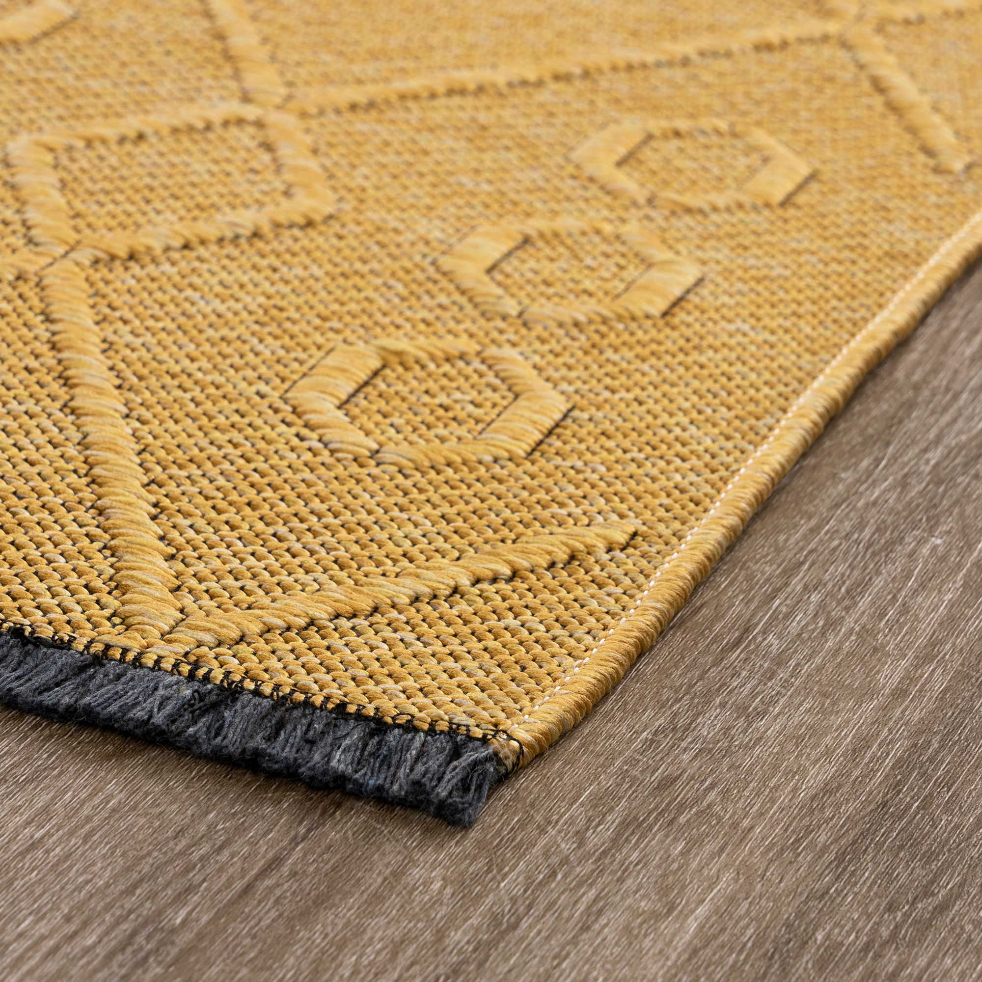 Alma Transitional 2' x 7.7' Gold, Machine Washable Polyester & Cotton Indoor Area Rug