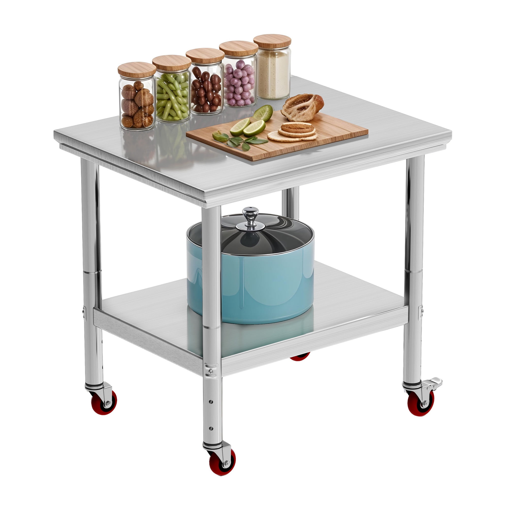 Uforic 30" x 24" Stainless Steel Workbench Table with Wheels for Home, Kitchen, Restaurant, and Outdoor Use