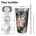 thumbnail image 4 of 16oz Tumblers Pioneer Flower Floral Print Pattern Stainless Steel Vacuum Insulated Double Wall Travel Tumbler Cups Mug with Lid and Straw,Cleaning Brush for Coffee,Tea, 4 of 4