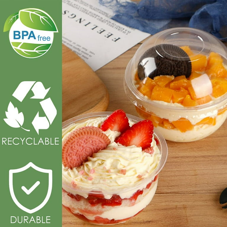 Smoothie Milkshake Plastic recyclable Cups with Dome Lids - Sweet Pots