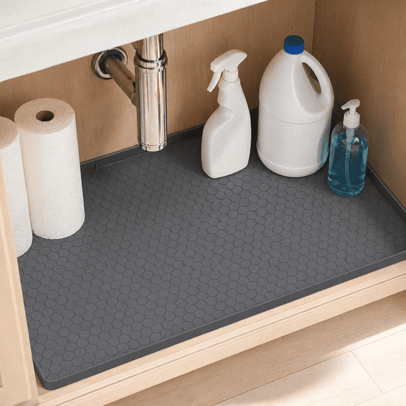 HBlife Silicone Under Sink Mats for Kitchen Waterproof, 28" x 22" Under Sink Tray Organizer