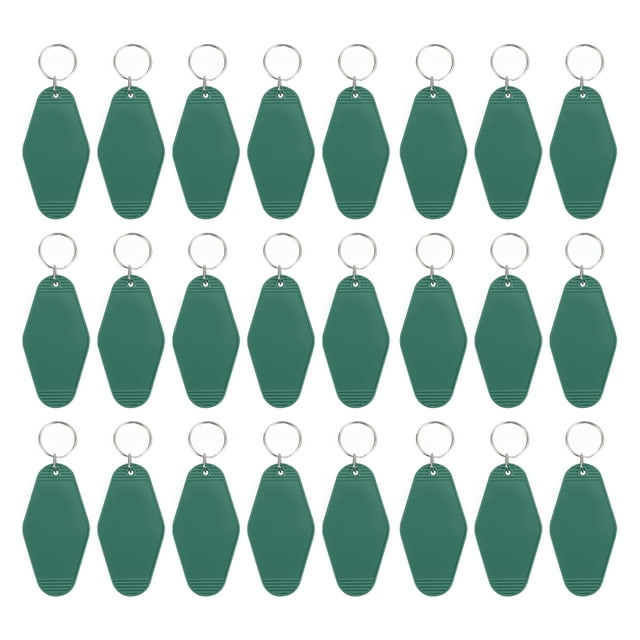 Unique Bargains Vintage Motel Keychain Blank Hotel Keychains Rhombus Retro Key Tag, Dark Green, 24 Pack