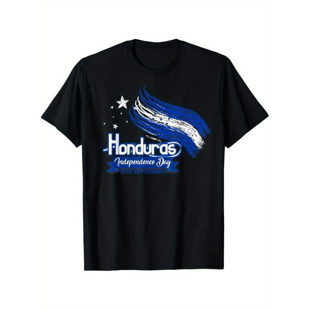 Honduras independence Day Patriotic T-Shirt For Men With Honduran Flag and Stars Design 100 Cotton Soft Breathable Fabric Sizes S To XXXL Perfect Gift For Cultural Celebration and Bold Graphic Wear