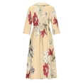 thumbnail image 5 of Pisexur Robes d'Invité de Mariage pour Femmes Mode Boho Imprimé Floral Robe Maxi Décontractée Fluide Manches Courtes Col en V Robe de Retour à la Maison Tunique à Boutons Robe de Cocktail à Cordon Grande Taille P-4TG, 5 of 5