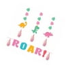 Pink Dinosaur Party Supplies - Roar Letter Garland With Llic Tinsel & Party Dinosaur Hanging Cutouts Set