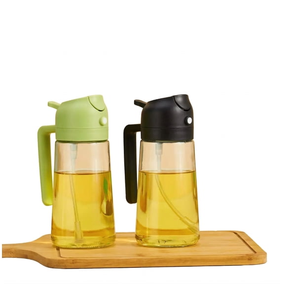 2Pcs Glass Oil Sprayer for Cooking 16oz/470ml, Kitchen Gadget for Air Fryer, Salad, BBQ, Frying（Black Green）