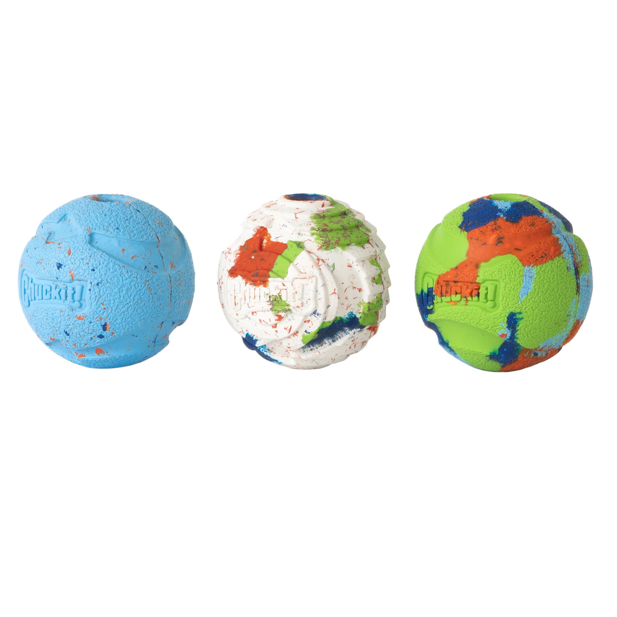 Chuckit! EcoFetch Medley Recycled Rubber Dog Balls Fetch Toy for Dogs, Medium 2.5" for Pets 20 to 60 lbs, Pack of 3