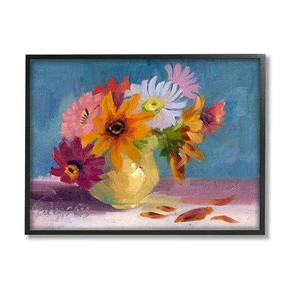 Stupell Industries Vivid Mums Painting Botanical & Floral Painting Black Framed Art Print Wall Art, 14 x 11