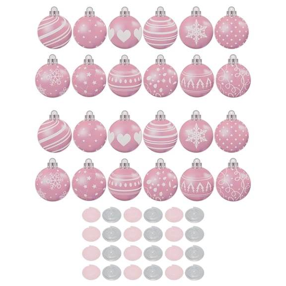 24PCS Pink Christmas Balls Hanging Decoration Xmas Party Decor Ornaments Holiday Supplies Tree Pendant
