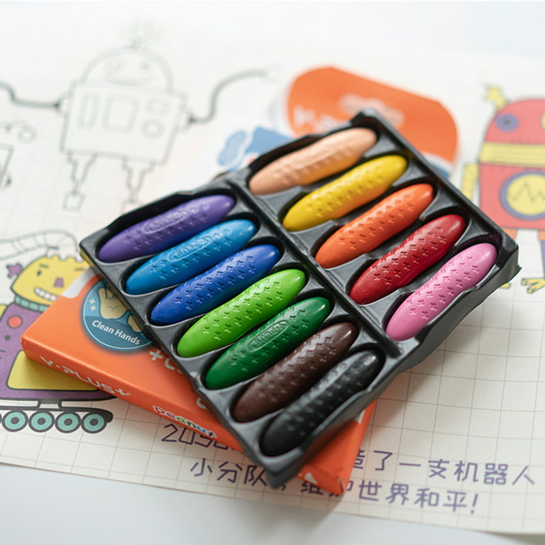 Washable Large Crayons 12 Colors Easier Grip Twistable Set