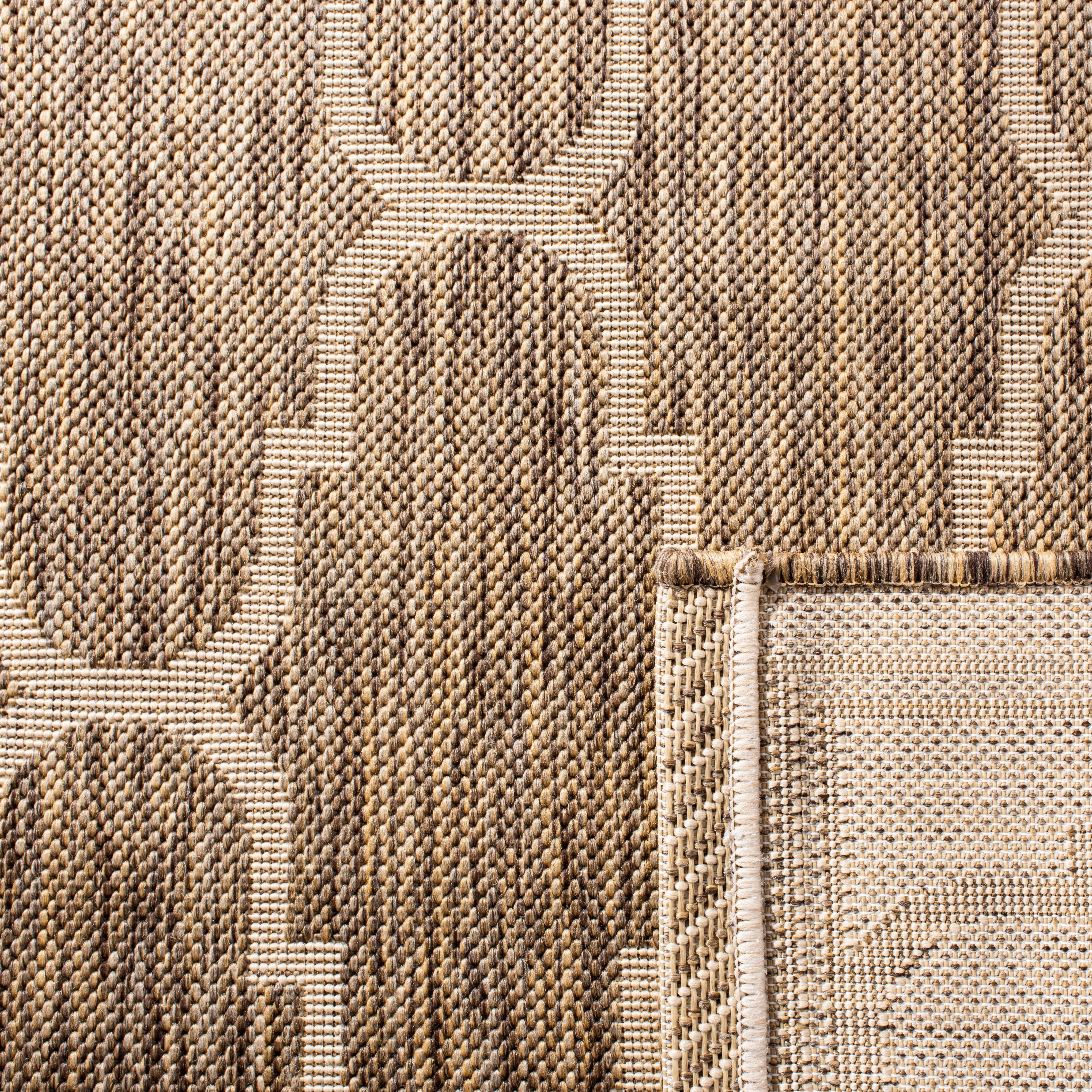 SAFAVIEH Courtyard Eustacia Geometric Indoor/Outdoor Area Rug, Brown/Beige, 5'3" x 7'7"