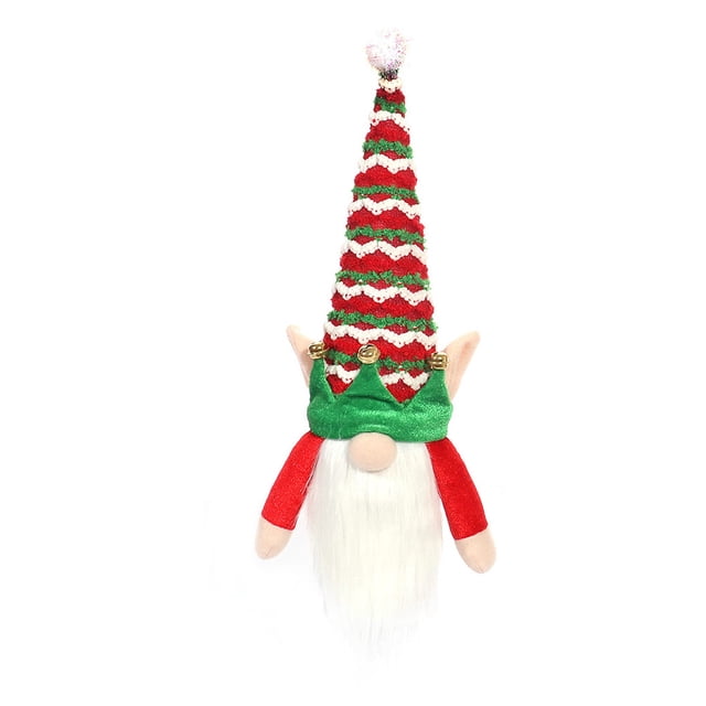 Naiovety Funda de botella de vino de felpa, ropa de elfo, árbol de Navidad, manga de botella de vino, sombrero de enano de champán, Kits de decoración para fiestas Rojo