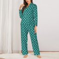thumbnail image 2 of Fotbe Aquamarine Glitter Conjunto de Pijama de Manga Larga para Mujer con Estampado, Ropa de Dormir de 2 Piezas, Conjunto de Casa Suave y Cómodo con Bolsillos-XX-Large, 2 of 7