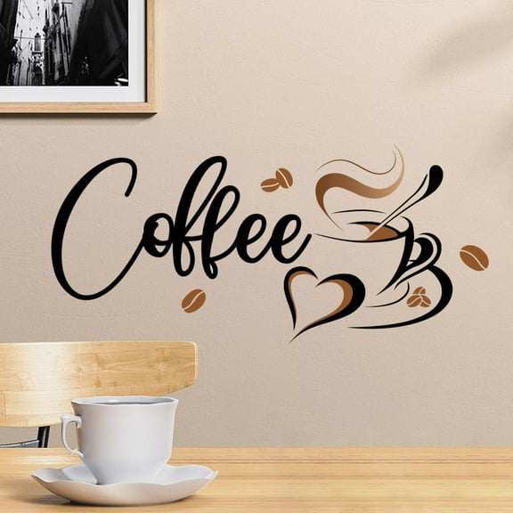 Coffee bean wall decoration in English, coffee wall stickers, background wall, coffee shop lounge decoration wall stickers self-adhesive