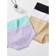 thumbnail image 3 of 5pcs Simple Solid Briefs, Comfy & Breathable Mid-Rise Stretchy Intimates Panties, Women's Lingerie & Underwear, 3 of 11