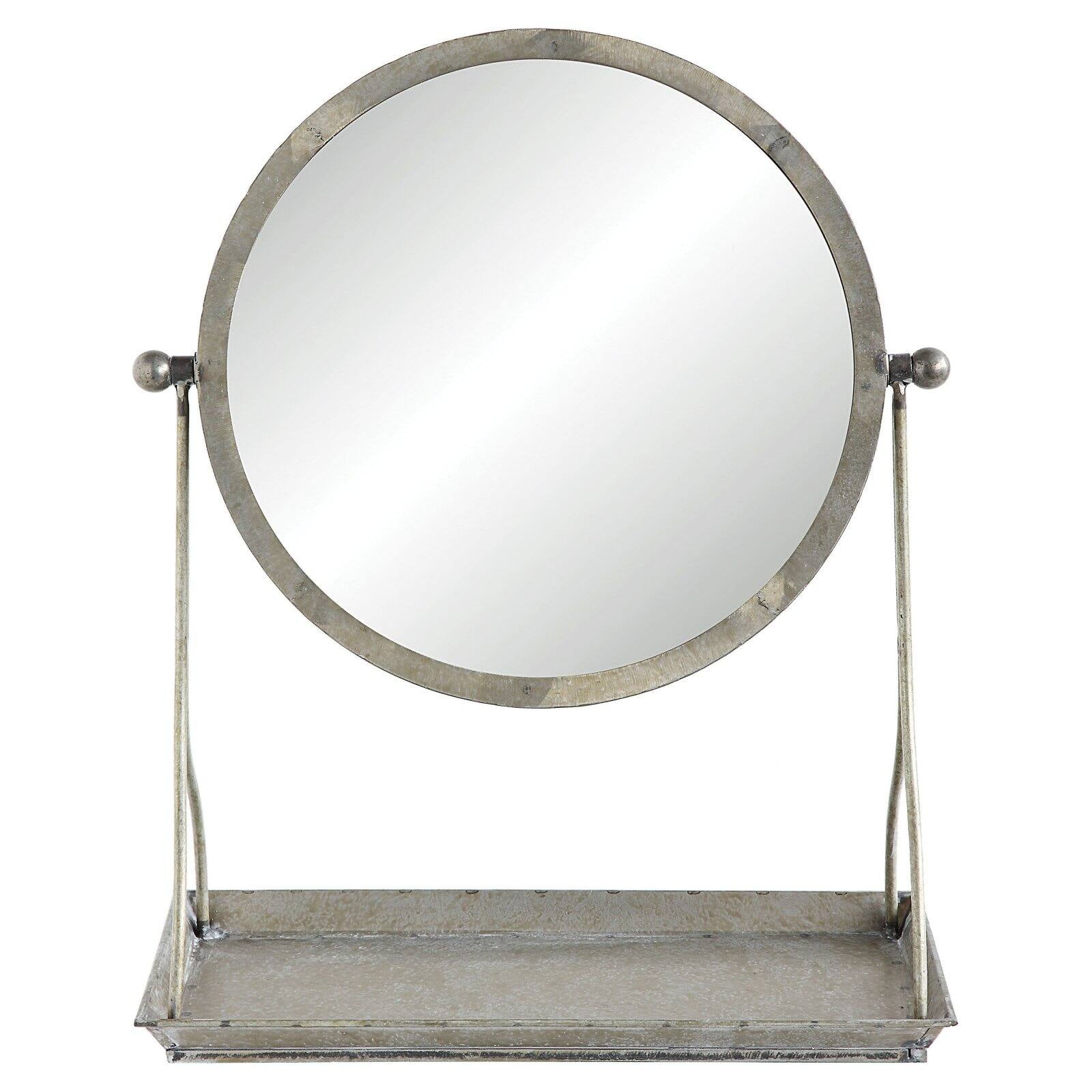 3R Studios Round Mirror Stand with Tray 14.1W x 17.4H in.