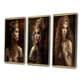 thumbnail image 3 of Designart "Vintage Sultry Secrets Sensuous Boho Beauty VII" Boho Woman Framed Wall Art Set Of 3 - Gold Woman Boho Frame Gallery Set For Office Decor, 3 of 6