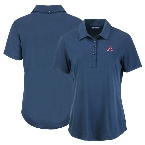 Women's Cutter & Buck Navy Atlanta Braves Cooperstown Collection Coastline Epic Comfort Eco Recycled Polo