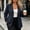 Dark Blue, variant on Blazers for Women Business Casual Notched Collar Long Sleeve Striped Open Front Suit Jacket Work Blazer with Pockets