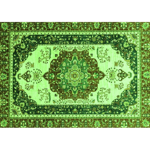 Ahgly Company Indoor Rectangle Abstract Green Modern Area Rugs, 6' x 9'