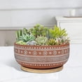 thumbnail image 4 of Pot 20cm Round Terracotta Flower Pot With Drainage Hole And Bamboo Tray, For Indoor Plants, 4 of 5