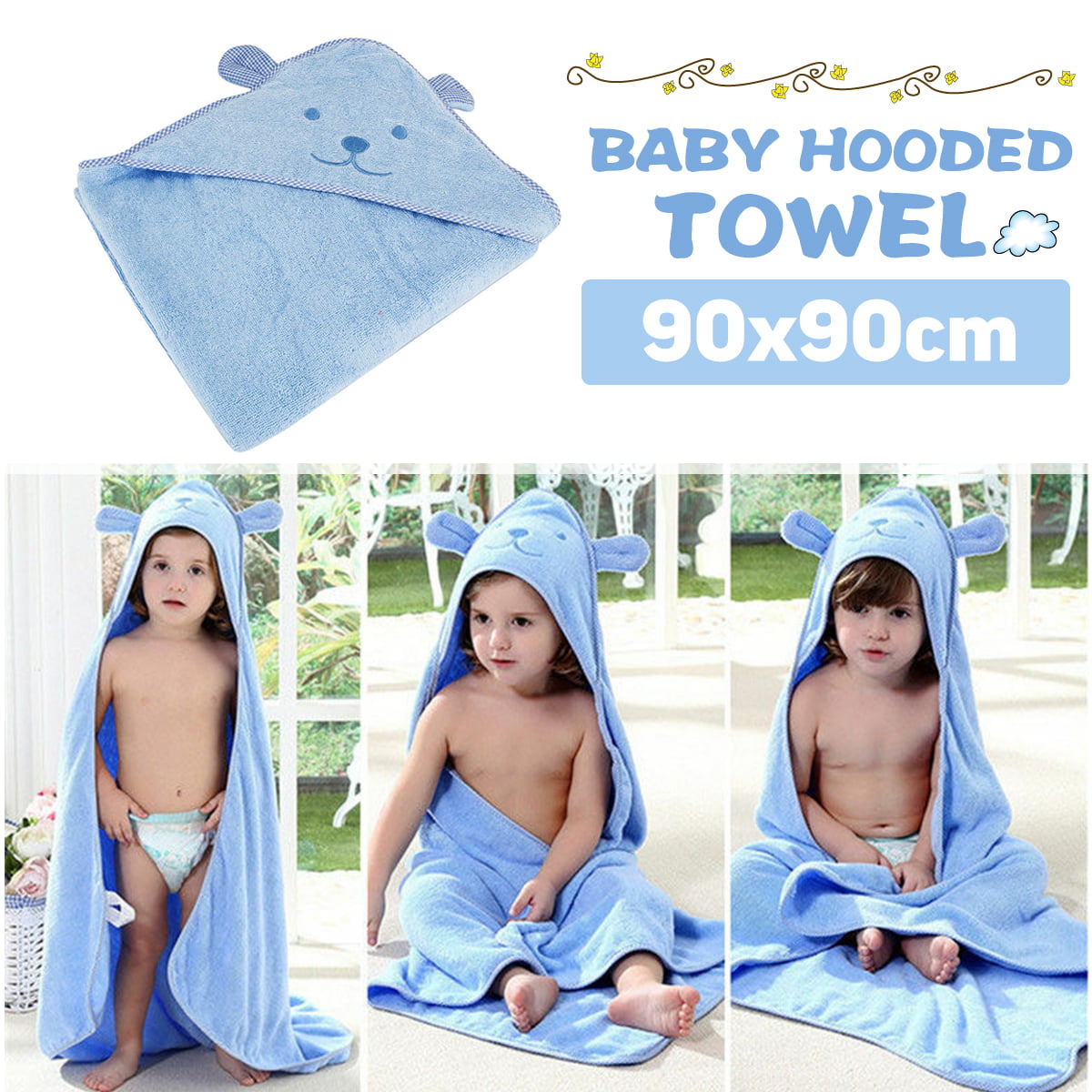 2x Pack Premium 100% Cotton Baby Hooded Bath Towel Blanket Extra Soft Bath Wrap