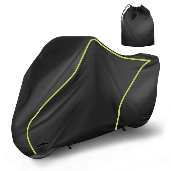 Motorcycle Cover Waterproof Outdoor 300D Oxford Heavy Fabric Scooter Cover Motorbike Cover with Lock-Hole All Weather Protection Black Fits Up to 220cm/87"