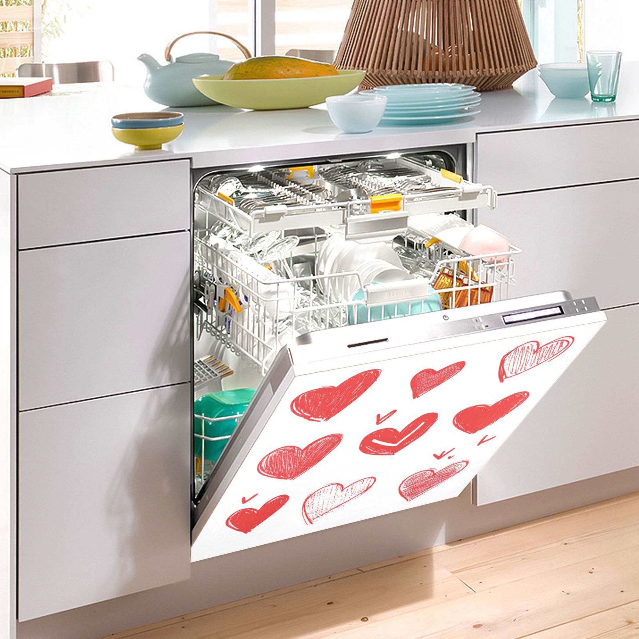 Dishwasher Magnetic Sticker 23x26 Inch Refrigerator Magnetic Sticker Washing Machine Magnetic Sticker Kitchen Panel Magnetic Sticker Home Decor Red Line Love