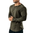 thumbnail image 4 of 100%Cotton Shirts for Men Summer Solid Color V Neck Long Sleeve Shirt Fitness Thin Breathable Button Lightweight Sports Shirts Athletic Lounge Wear, 4 of 6