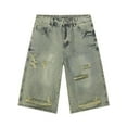 thumbnail image 5 of Distressed Loose Fit Denim Shorts for Men Casual Everyday Wear Durable Summer Jeans Shorts Cotton Blend Comfort, 5 of 6