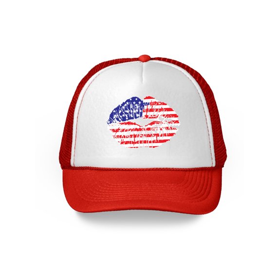 Awkward Styles American Lips Trucker Hat USA Flag Hats for Women Men USA Gifts American Flag Hat USA Baseball Cap Patriotic Hat American Flag Men Women 4th of July Hat 4th of July Accessories