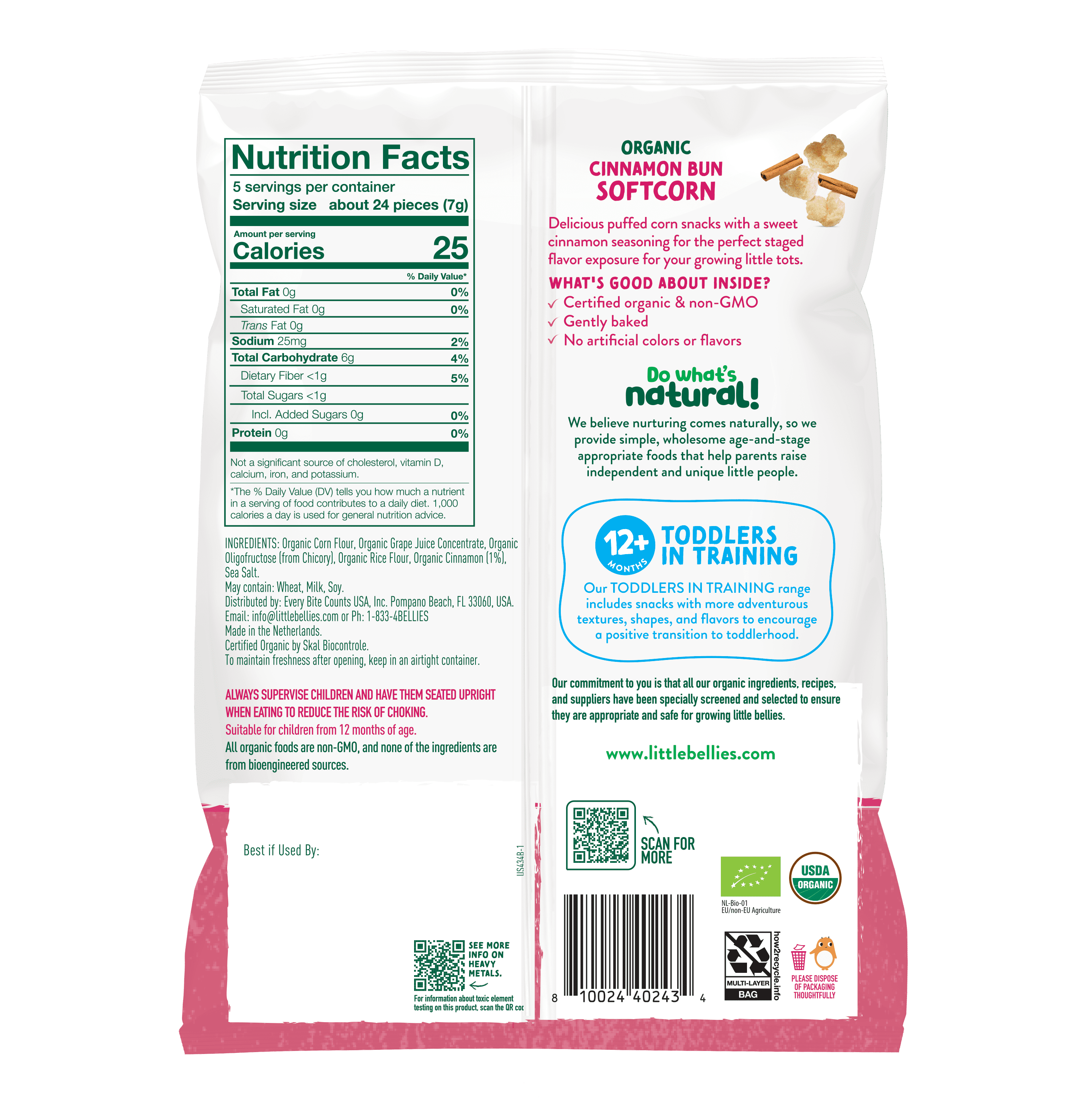 Little Bellies Organic Cinnamon Bun Softcorn 1.25 oz