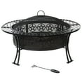 thumbnail image 3 of Sunnydaze Four Star 40" Round Wood-Burning Black Finish Steel Fire Pit Table with Screen, 3 of 8