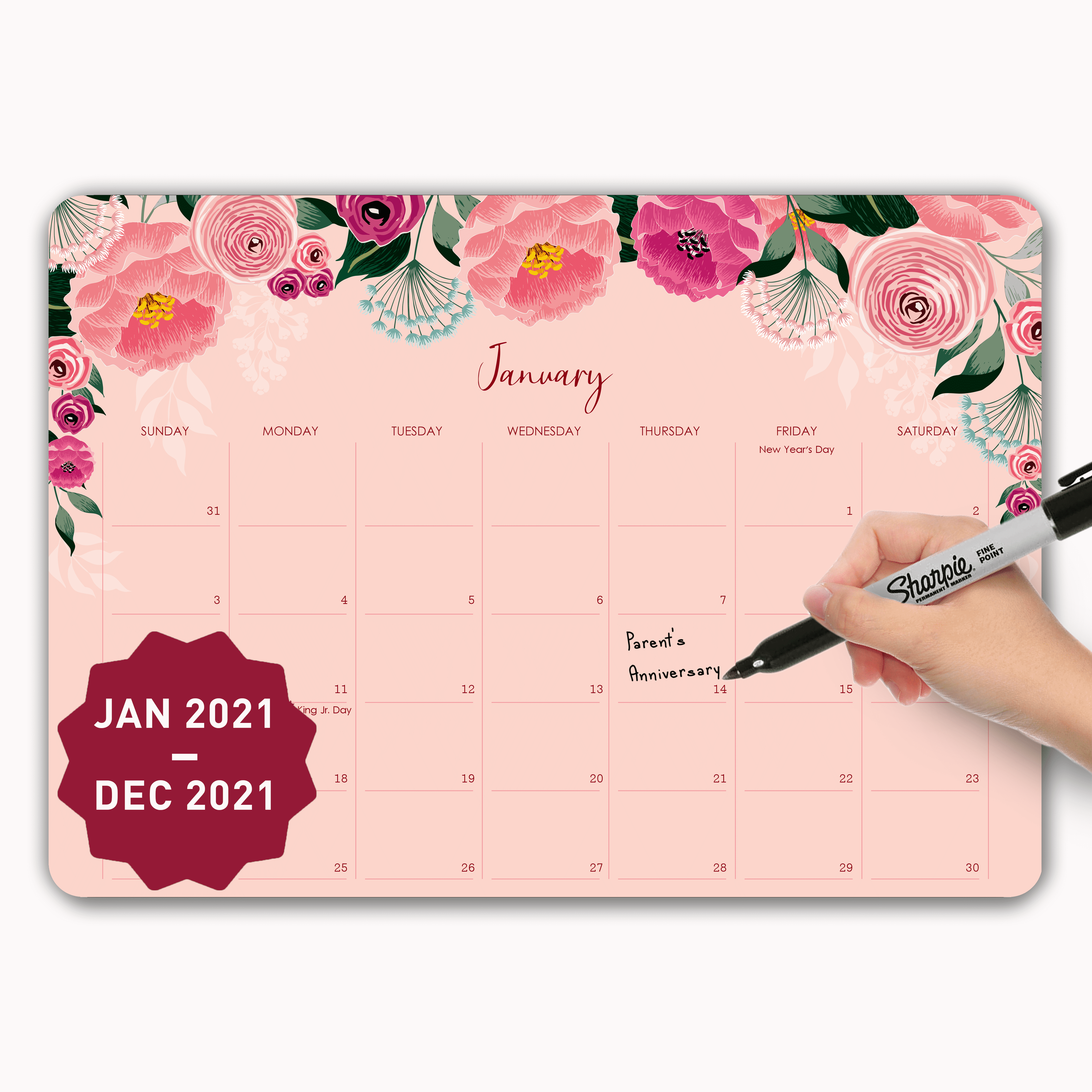 MUDRIT 2021 Desk/Wall Yearly Calendar Large Pages 12 X 17 Monthly Planner